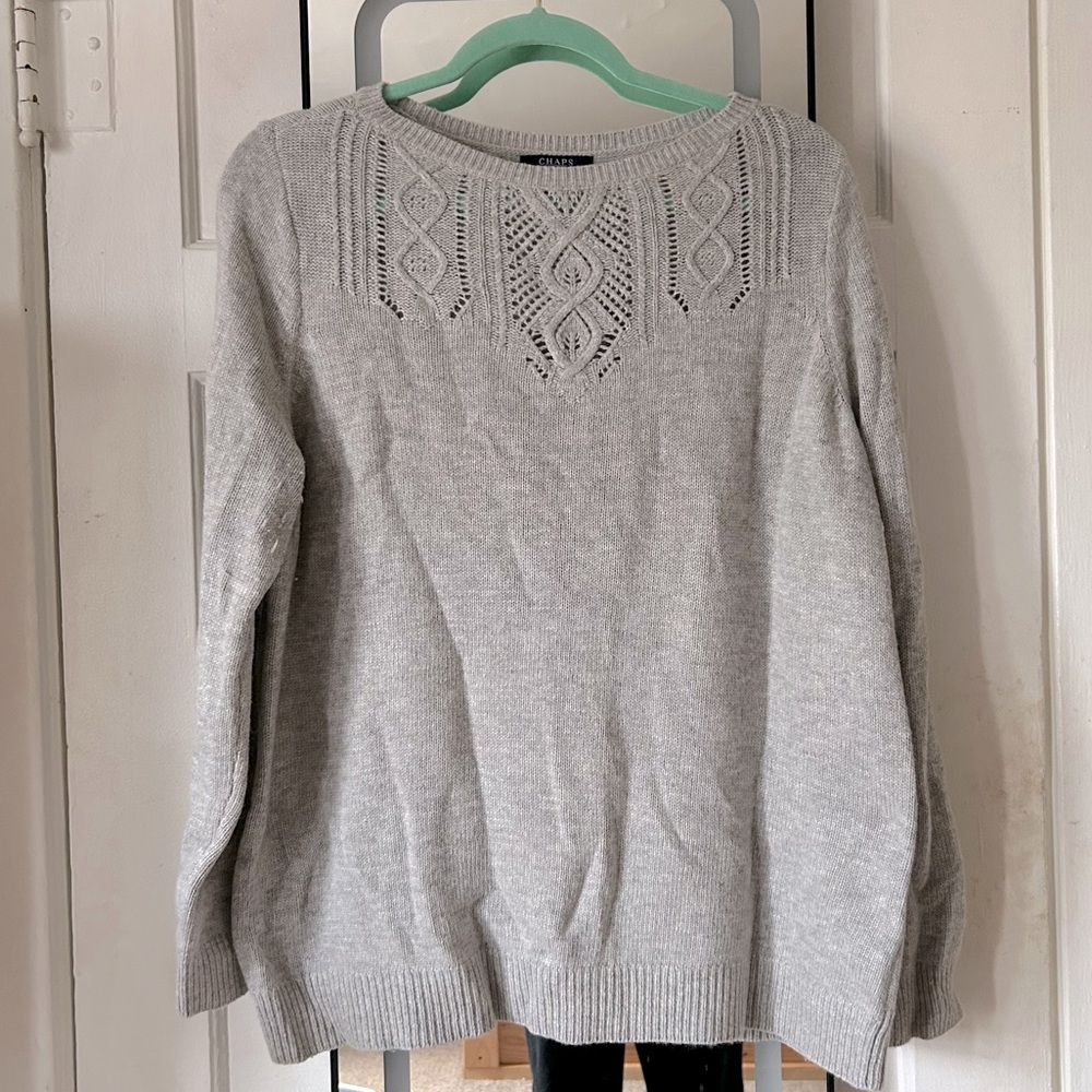 Chaps Cashmere Blend Gray Sweater